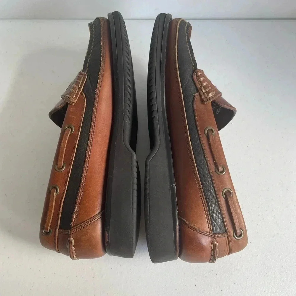 Mens Bass Birchwood Black & Brown Leather Penny Loafers Size 8.5 GUC - Picture 6 of 8